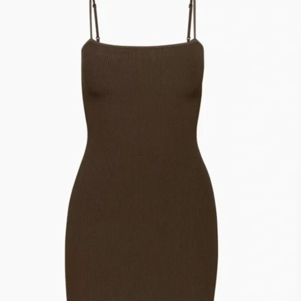 Babaton sculpt knit tube dress in rich mocha brown sz XS